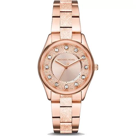 michael kors colette textured gold tone watch|Gold.